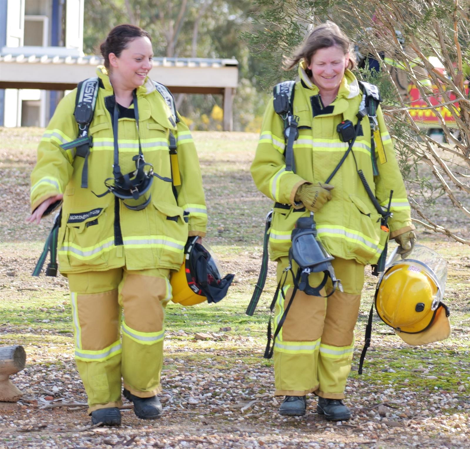 Anne and Kezia McClelland after a Breathing Apparatustry-out session at the Huntly training ground